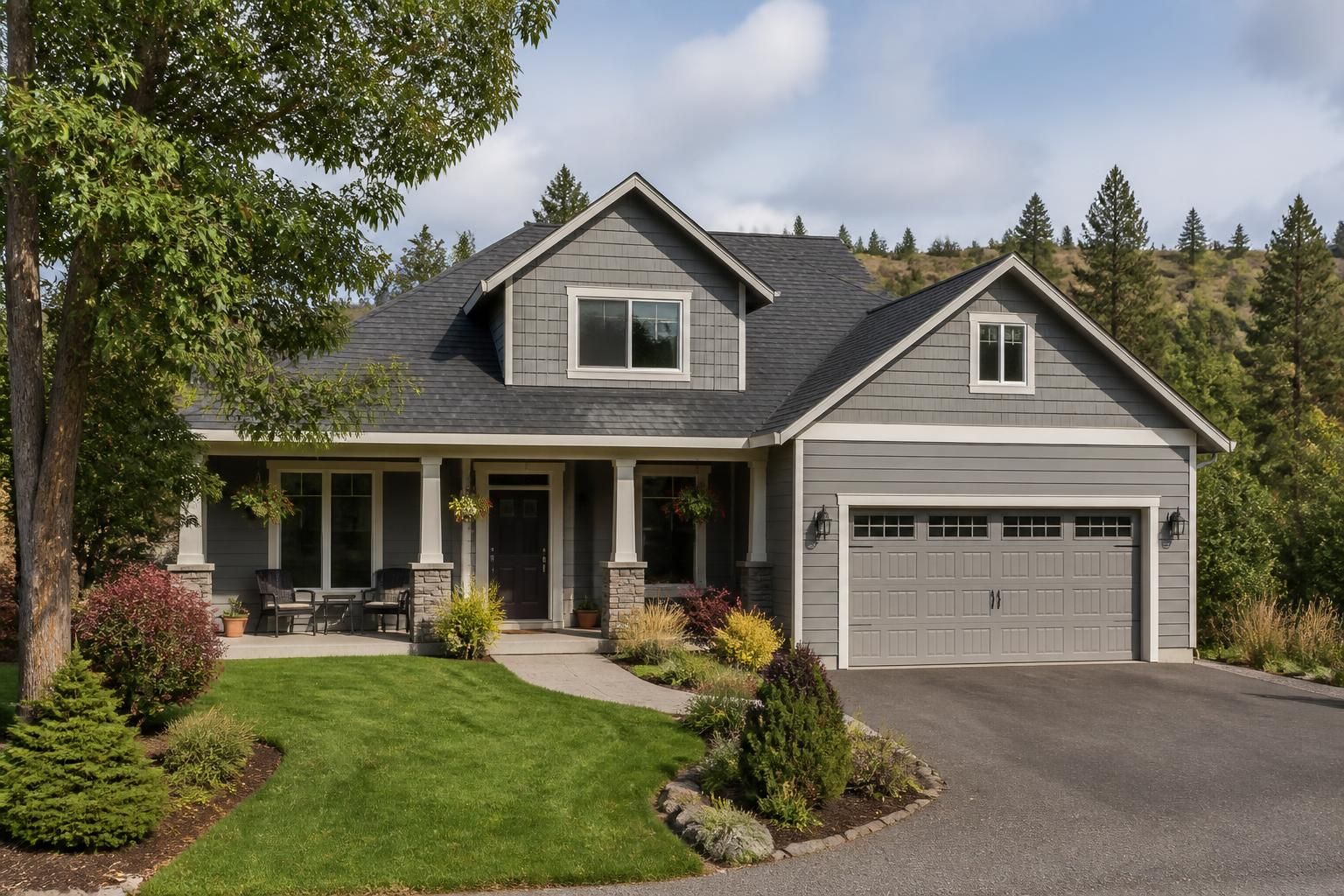 Gold Hill home exterior with a distinct roofline.